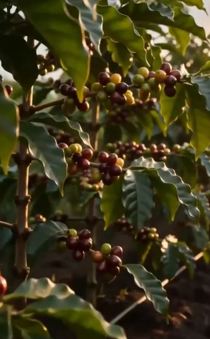 Cerises de café sur leur branche, extrait de la vidéo de plantation fournie